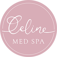Celine Med Spa pink logo and text.